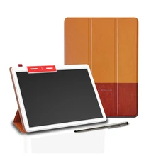 Bloc notes électronique 10 pouces avec étui en similicuir, tablette LCD pour dessin et écriture à la main, pour garçons et filles, travail et études