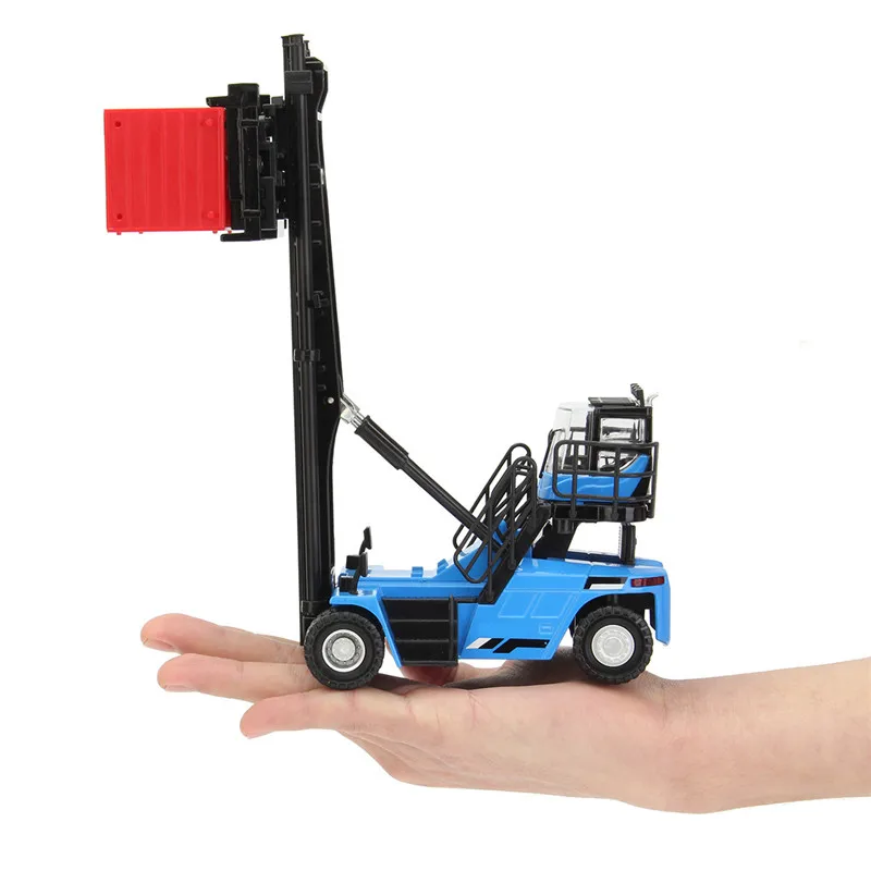 

Hot Alloy Diecast 1:50 Construction Vehicle Empty Box Stacker Forklift Climbing Model Simulation Car Model Excavator Children To