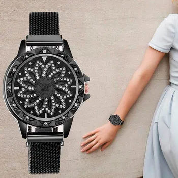 

WJ-8579 Luxury Rhinestone Rose Gold Quartz Wristwatch For Female Fashion Magnetic Women Watches reloj mujer Ladies Watch saati