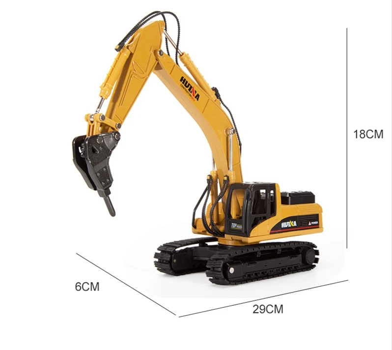 HUINA-Escavadeira Alloy Scarifier Diecast Truck Scale, Veículo