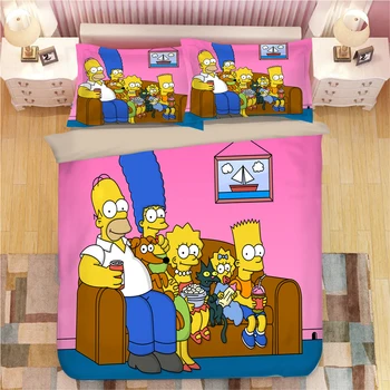 Cute Simpson Bedding Set Duvet Covers Pillowcases One Piece Comforter The Simpsons Family