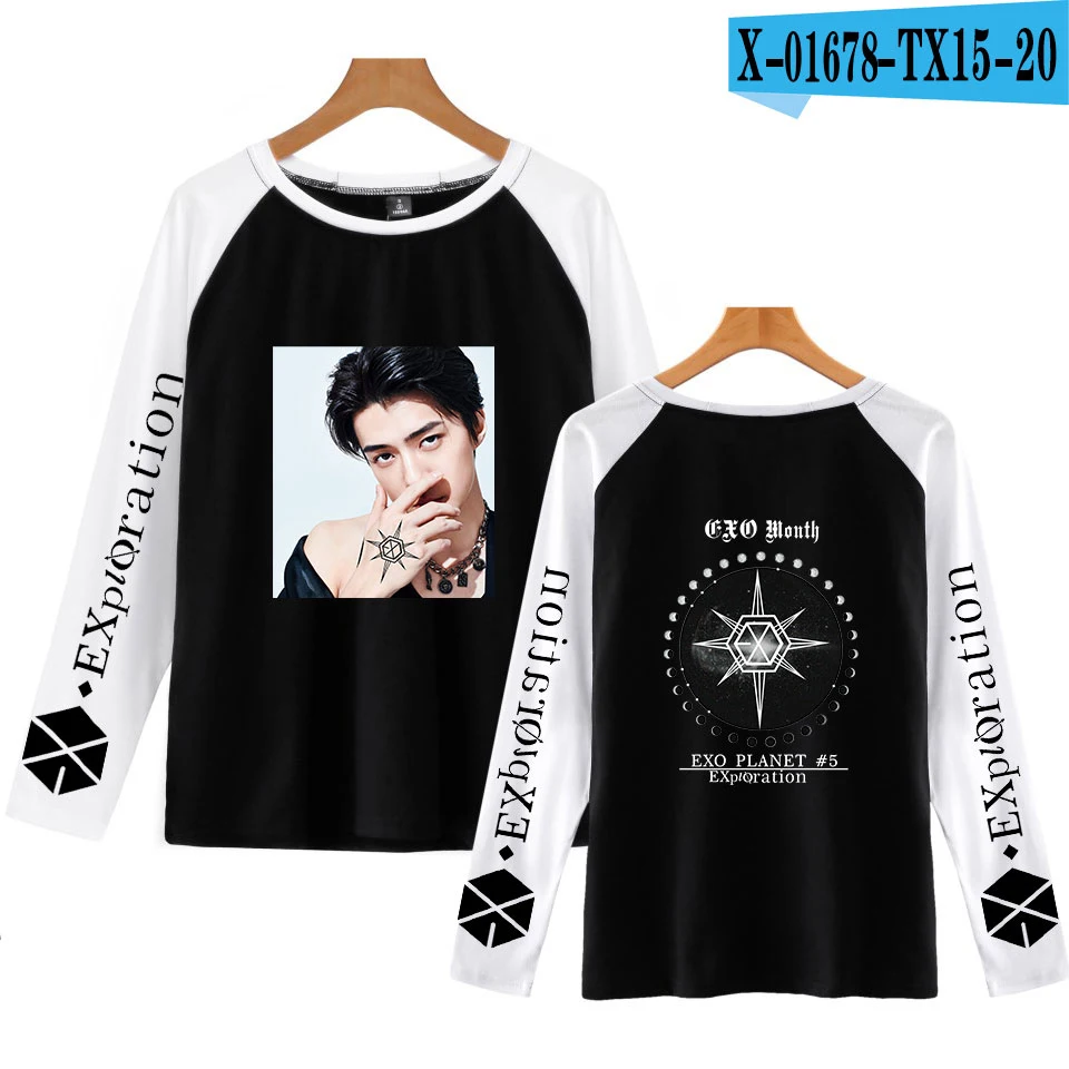 Горячая EXO PLANET#5 Футболка Harajuku с длинным рукавом и принтом для женщин EXO PLANET#5 Футболка Высокое качество Новые повседневные футболки с круглым вырезом - Цвет: I