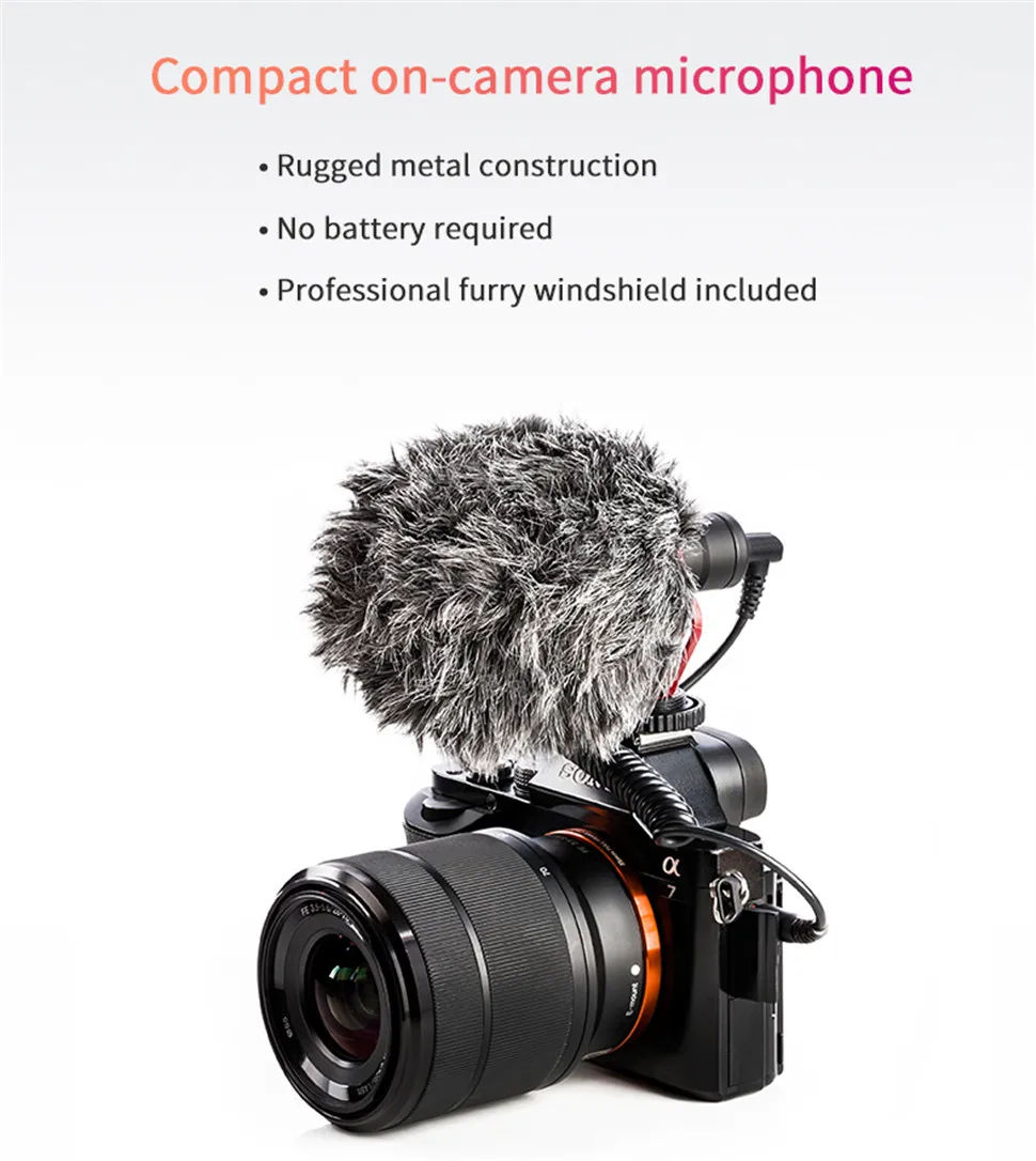 BOYA BY-MM1 On-Camera Shotgun Condenser Microphone for PC Mobile Phone DSLR Camera iPhone Android Streaming Vlog Microphone