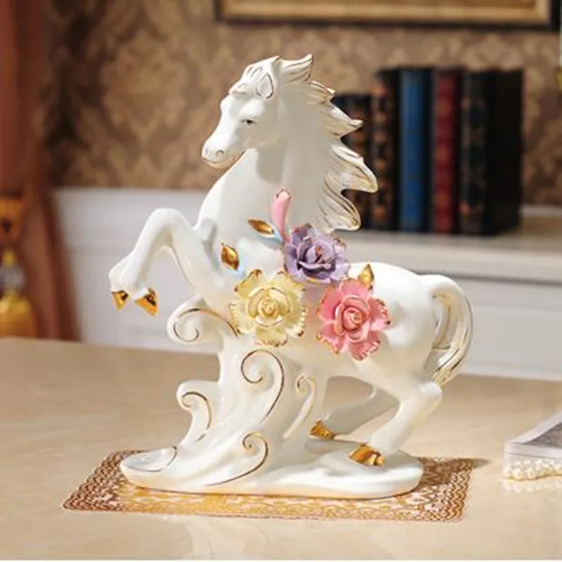 Ceramic horse crafts animal statues creative home office restaurant table decorations birthday gifts | Дом и сад