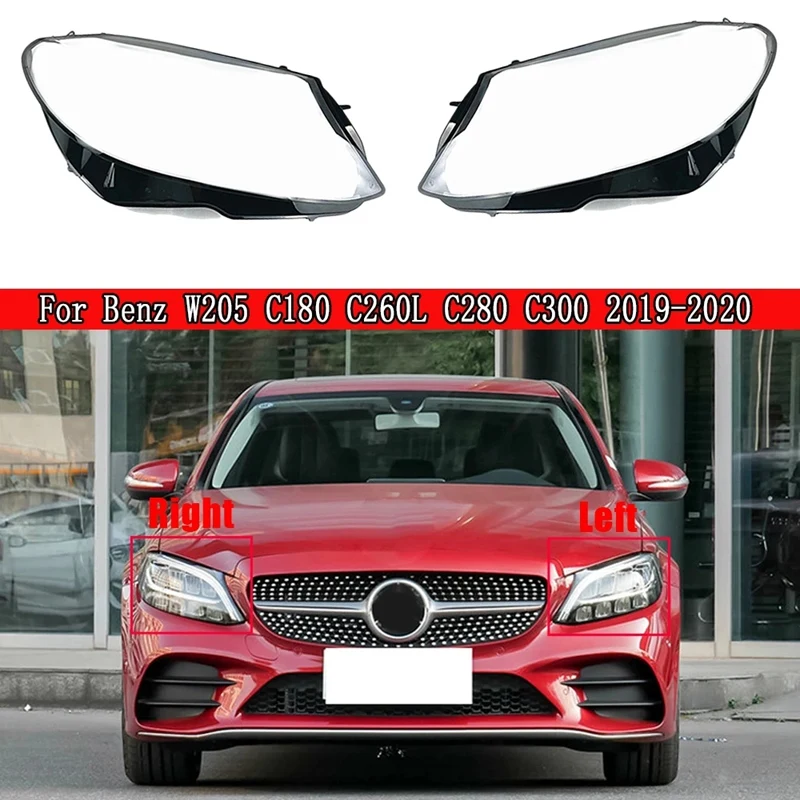 For Benz W205 C180 C260L C300 2019 2020 Headlight Shell Lamp Shade Transparent Lens Cover