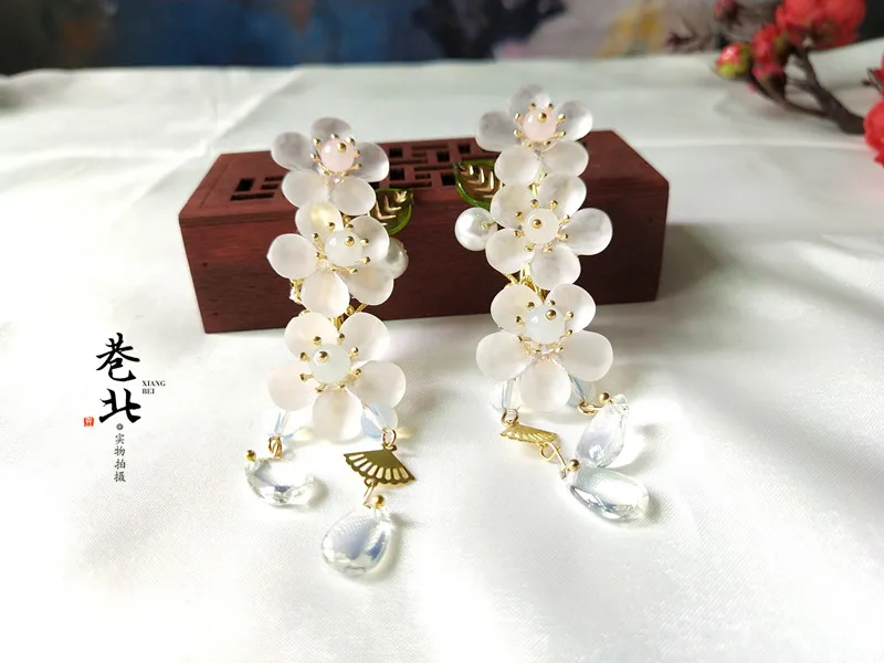 

Antiquity Flower Hairpin Tassels Hair Clip Cosplay Hanfu Bride Handwork Small Fresh Sakura Hair Clip Hair Ornaments Cosplay