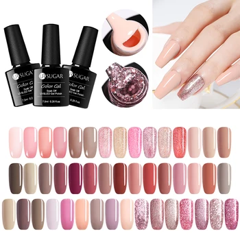

UR SUGAR 7.5ml Gel Nail Polish Rose Gold Glitter Pink Color Gel Nail Varnish Nail Art Soak Off