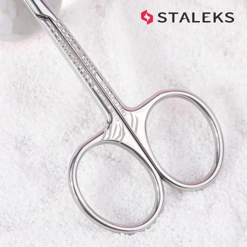 STALEKS Stainless Steel Dead Skin Scissors Russian Style Bending Eyebrow Scissors Zebra Pattern Exfoliating Nail Tools SX-20/1z 4