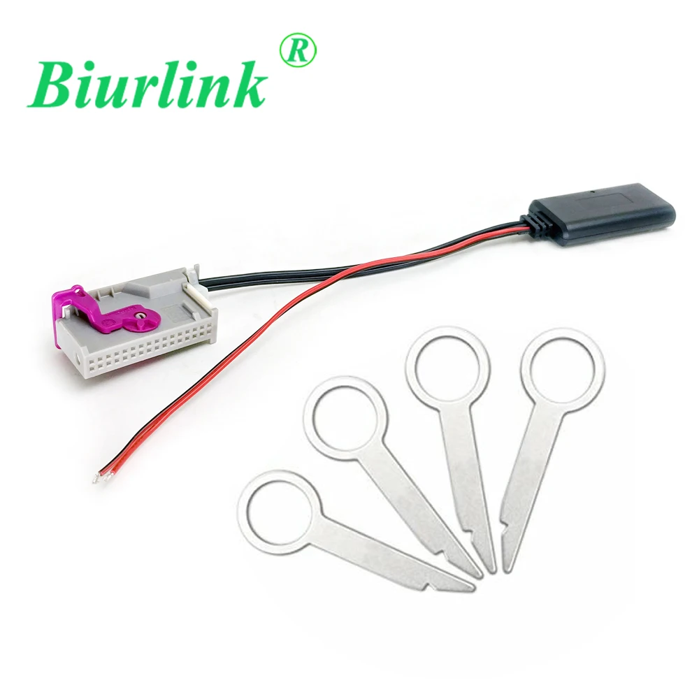 

Biurlink 4PCS Car CD Removal Keys And 32 Pin RNSE AMP Connector AUX IN Wireless Bluetooth Module Adapter For Audi A3 A4 A6 A8 TT