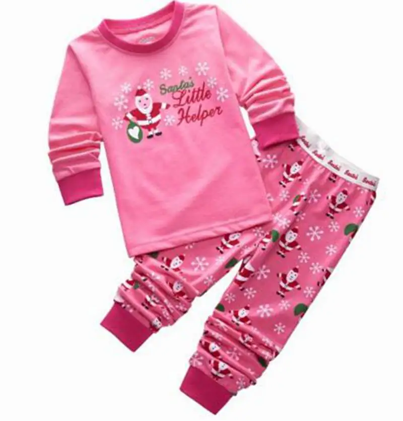 Розничная, комплект из 2 предметов, новая брендовая одежда для сна из хлопка для малышей пижама с длинными рукавами для мальчиков и девочек детская пижама - Цвет: Арбузно-красный