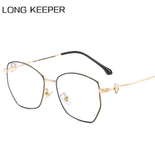 Модные многоугольные металлические очки Женские винтажные анти-голубые легкие очки женские компьютерные игры очки с бесцветными линзами оправа для очков