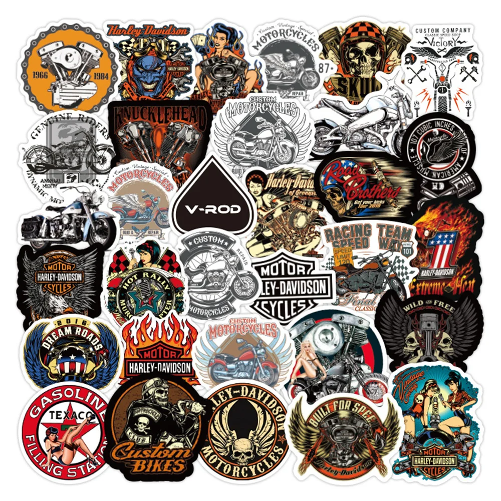 10/30/50PCS Retro Motorcycle Theme Graffiti Sticker Laptop Guitar Luggage Skateboard Bike Waterproof Toy Gift Sticker Wholesale