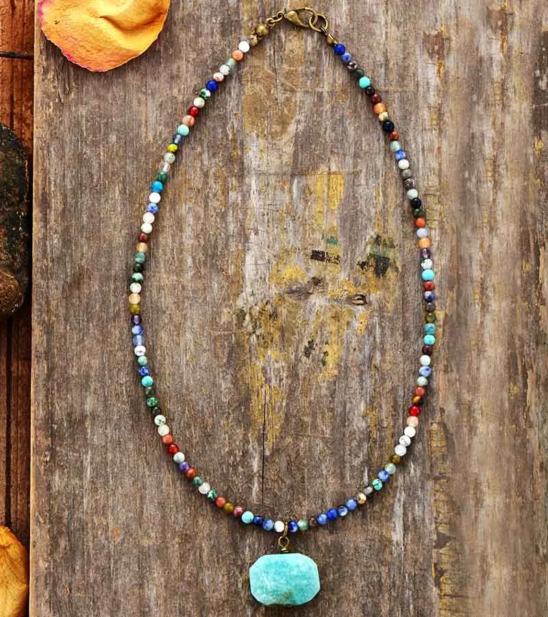 Natural Stone Pendant Necklace Geometric Amazonite Choker Necklace Jewelry Torques Necklace Gifts - Image 4