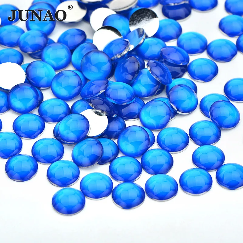 Neon Blue JUNAO 4 мм 12 мм неоновый желтый круглый кристаллический горный хрусталь аппликация с плоской задней стороной для ногтей кристалл не швейные камни скрапбук стразы ремесла - Цвет: Neon Blue