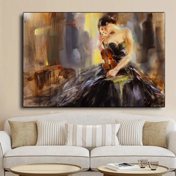 

Abstract Girl Oil Painting on Canvas Scandinavian Posters and Prints Wall Art Picture for Living Room Cuadros