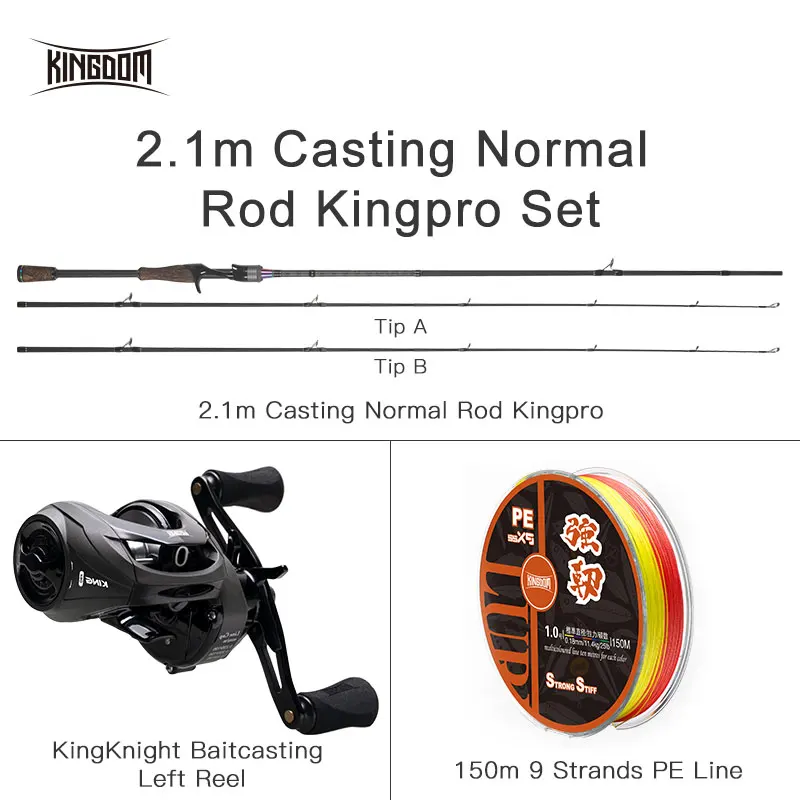 2.1m-Casting-L Kingdom Удочка комбо Спиннинг/Литье стержня и катушки и Fly Line для зимней рыбалки аксессуары 1,8/2,1/2,4/2,7 m питающий полюс 3 секции - Цвет: 2.1m-Casting-L