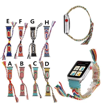 

38/40mm 42/44mm Straw Braided Wristband Strap for Apple Watch1/2/3/4 Smart Wacth Handmade Strap Universal for iWatch1/2/3/4