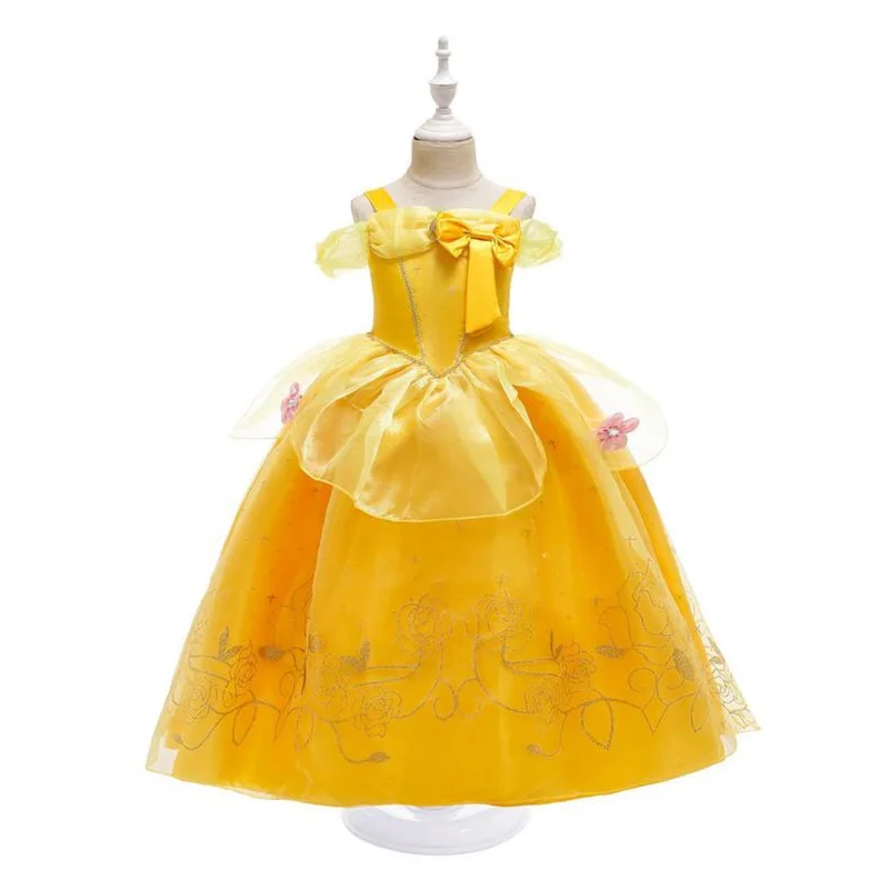 Vestidos de princesa para niños, disfraz de fiesta de Bella, ropa de flores de cumpleaños y Navidad, disfraz de fantasía de La Bella y La Bestia - Imagen 2
