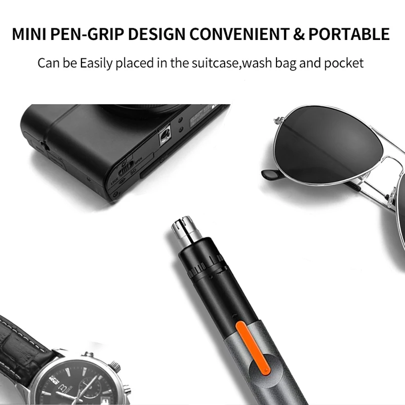 Electric Nose Ear Hair Trimmer Portable Painless Nose Epilator Dual-Edge Blades USB 10sec Fast Charge Low Noise for Men Women