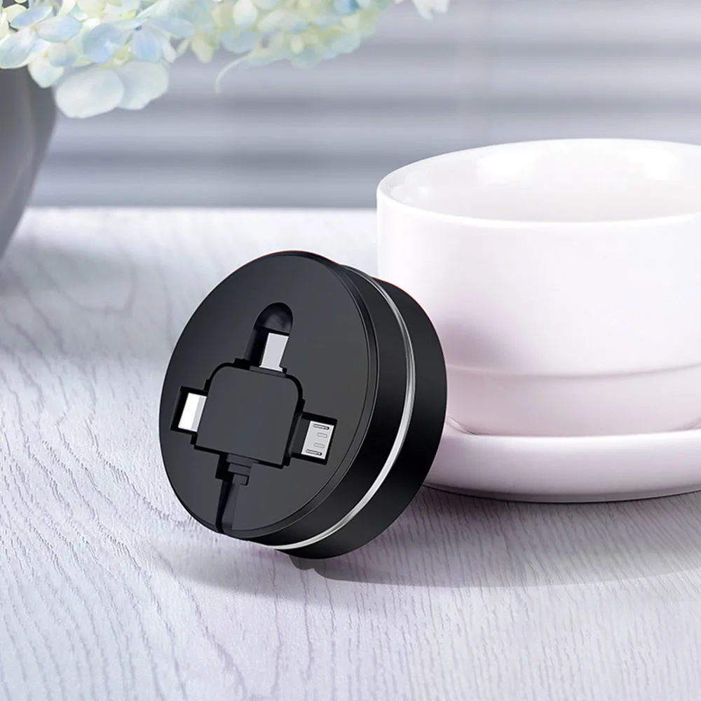 FDBRO Micro usb type C 3 в 1 кабель для быстрой зарядки для iphone samsung huawei Xiaomi Универсальный Выдвижной телефон данных USB кабель - Цвет: Черный