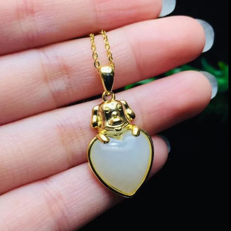 Серебро 925 пробы амулет на удачу с кубическим цирконием золотая голова собаки в