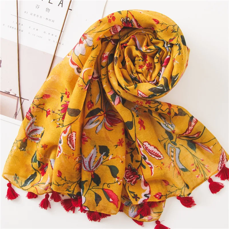KYQIAO женский желтый шейный шарф Мори девушки осень весна Япония стиль длинный Бохо желтый геометрический принт шарф, кашне