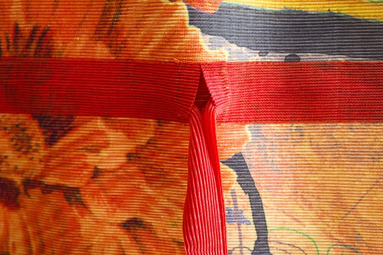Miyake Мода печати платье с рукавом до локтя o-образным вырезом шнурок платье доступно