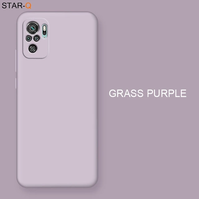 New Liquid Silicone Phone Case For Xiaomi Redmi Note 10 pro max 10s Original Camera Protective Soft Back Covers On Redmi Note10 JK Grass purple