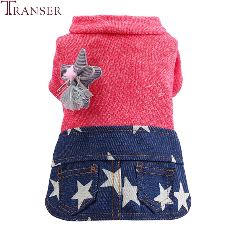 

Transer Fashion Star Print Jeans Dog Dress Autumn Winer Pet Dog Skirts Teddy Small Dog Coat Patchwork Cat Dog Clothes 9904