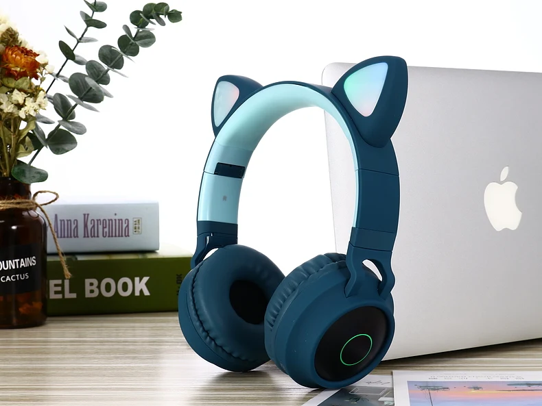 Teamyo Bluetooth 5,0 стерео кошачьи наушники детские наушники мигающий светящийся наушник с микрофоном