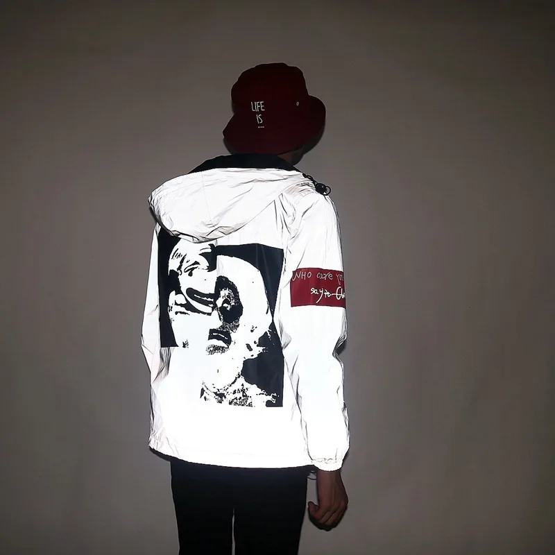 XC Новинка, светоотражающая куртка с забавным принтом для мужчин/женщин, брендовая мужская толстовка с капюшоном, пальто, Повседневная Ночная флуоресцентная ветровка, Veste Homme - Цвет: XC