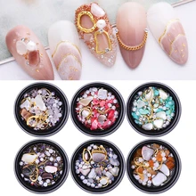 3D бусины для ногтей Стразы океанская тема неровные металлические цветные заклепки для ногтей ювелирные изделия с блестками аксессуары для украшения ногтей