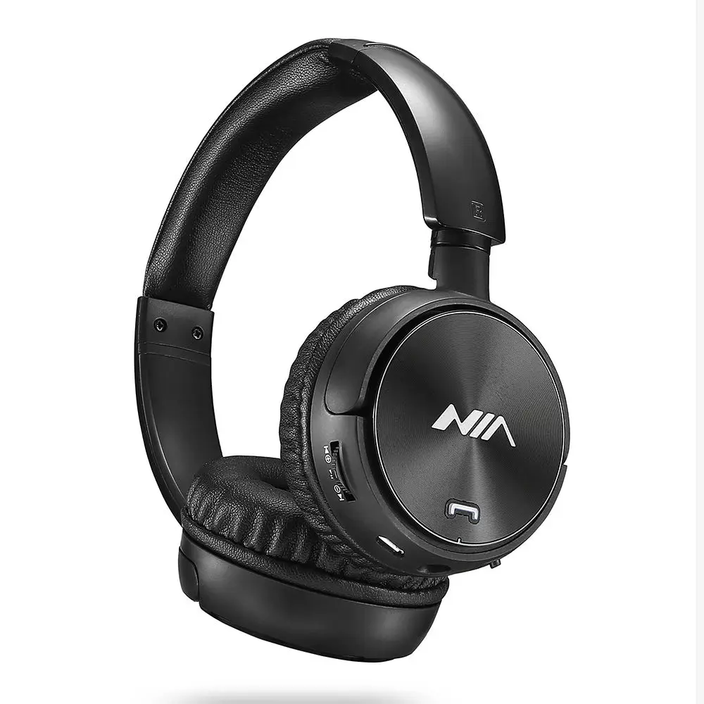 Black Оригинальные беспроводные Bluetooth наушники NIA Q2 4,2, Складные стерео гарнитуры с микрофоном, спортивные наушники, поддержка карт TF, FM радио, приложение - Цвет: Black