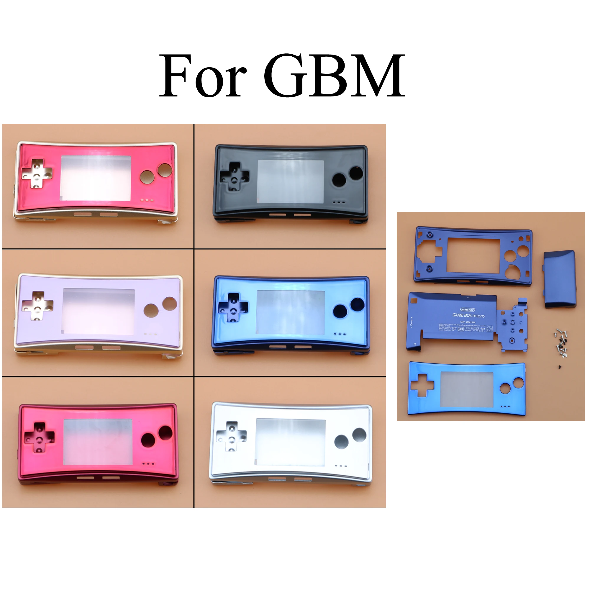 

YuXi 6 Colors Metal Housing Shell case for Nintendo Gameboy Micro GBM front back Cover Faceplate Battery Holder w/ Screw