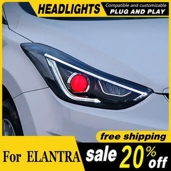 

Car Styling for Hyundai Elantra 2011-2016 Headlights For Elantra LED Headlight Lens Double Beam H7 HID Xenon bi xenon lens