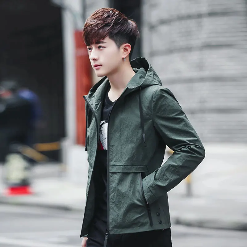 

Thin Coat Men's Fashion Men'S Wear Spring New Products Men Jacket Teenager Students Hooded Coat Men's