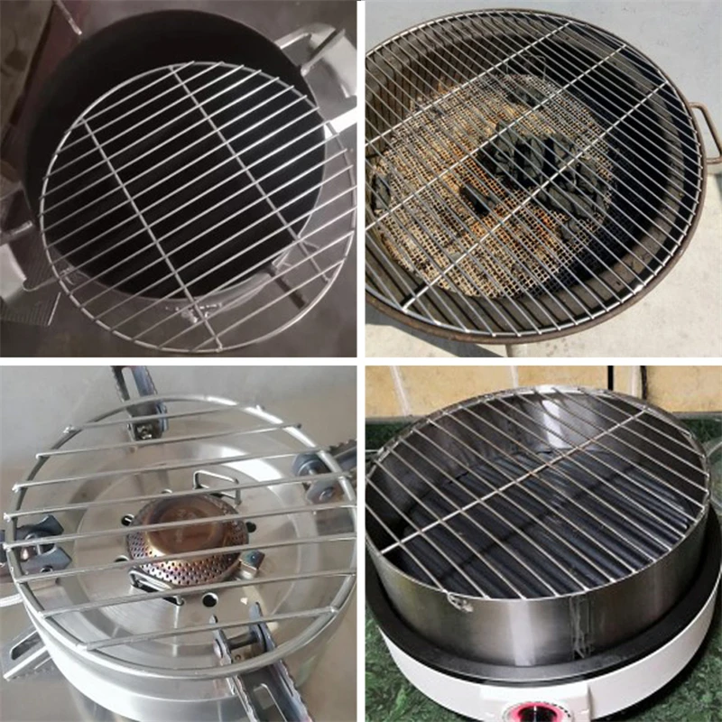 Non-Stick 304 Stainless Steel Round BBQ Mesh Mat Grid Home Roast Bacon Grill Tool Iron Nets Barbecue Accessories
