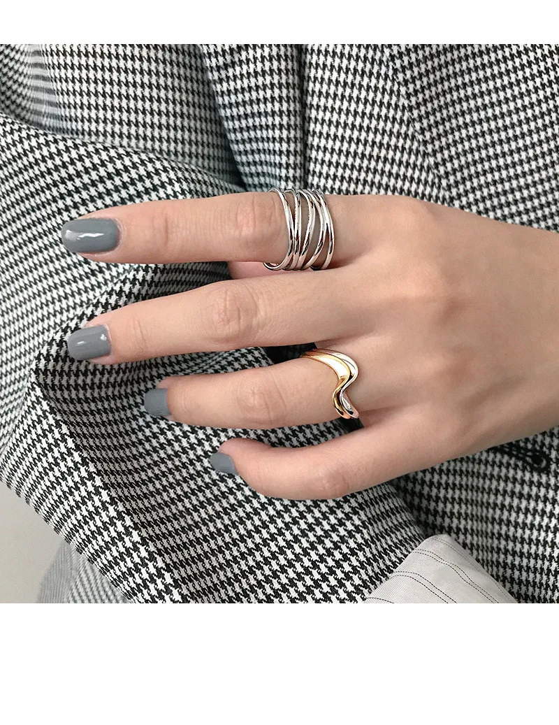 SHANICE 925 Серебряное Открытое кольцо для женщин Леди Панк INS маленький слой с перекрестной обмоткой девушка палец регулируемые ювелирные изделия Anillos