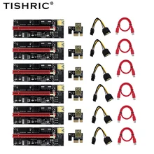 6 sztuk TISHRIC gpu PCIE PCI-E Riser 009S karta PCI E X16 PCI Express 6Pin do SATA 1X 16X USB3.0 Extender LED do górnictwa ETH BTC