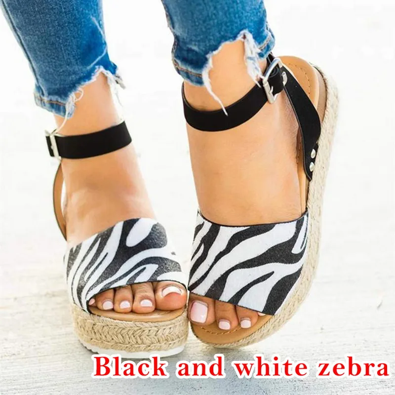 9 Women's Espadrilles Wedge Sandals Fashion Ladies Open Toe Heel Fish Mouth Strap Sandals Chaussures Femme Platform Sandals - Цвет: 9