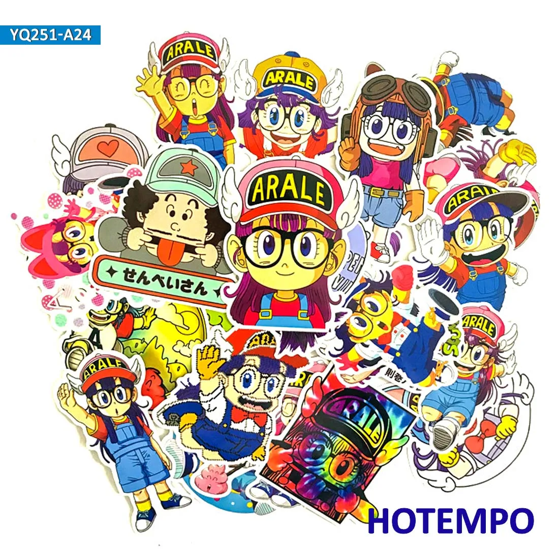 24 шт. Мультяшные Kawaii креативные милые наклейки Arale Dr. Slump для мобильного телефона, ноутбука, багажа, скейтборда, наклейки с фиксированной передачей