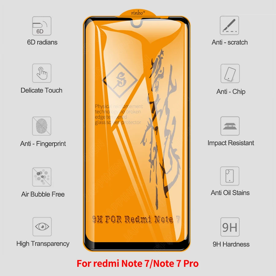 10 шт. 6D полное клеевое закаленное стекло для Xiaomi Redmi Note 8 7 6 5 K20 Pro Защитное экрана 8T