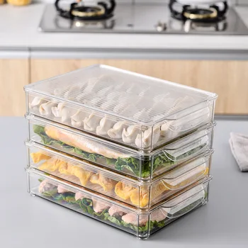 

Refrigerator Freshness Box Storage Box Household Kitchen Finishing Box Food Storage Box Thickened Anti-Fall jiao zi he Capsule