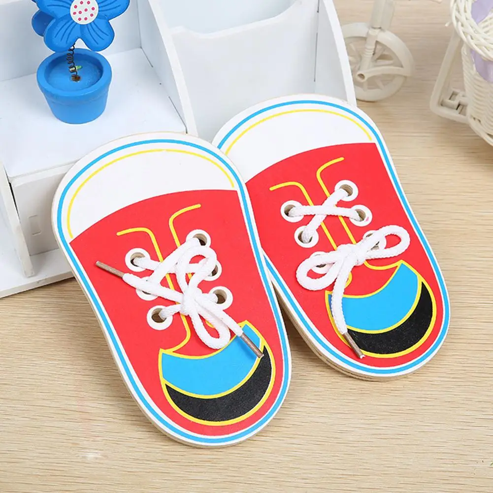 

Wooden Threading Lacing Shoes Training Board Kids Toddler Early Learning baby reborn Toy Newborn Learning to walk Gadget tool