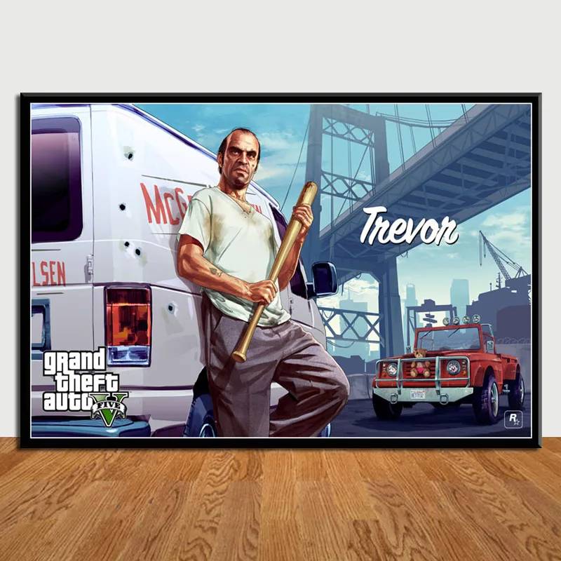 Горячая игра Обложка Grand Theft Auto 5 GTA Горячая видео игра искусство холст живопись плакат настенный Декор для дома