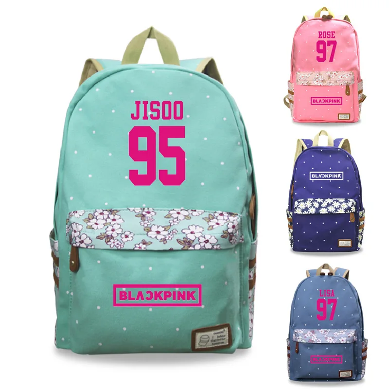

Korean Fashion Kpop BLACKPINK JISOO Rose Lisa K Pop Backpacks for Teenage Girls Harajuku Flower Canvas School Bag Pack Rucksack