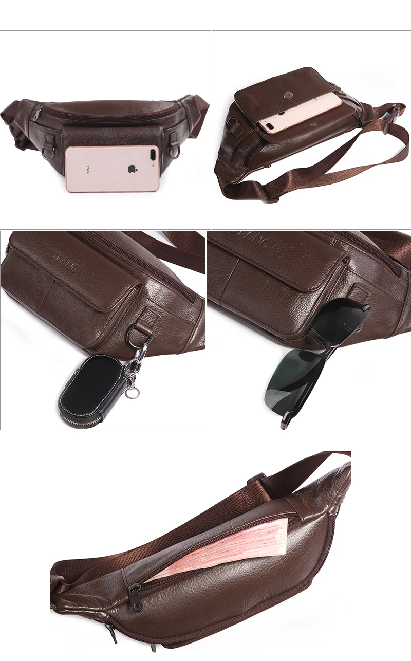 Мужская поясная сумка из натуральной кожи, яловая нагрудная сумка, сумка через плечо для мобильного телефона, сумка через плечо, поясная сумка, сумка с банановым ремнем