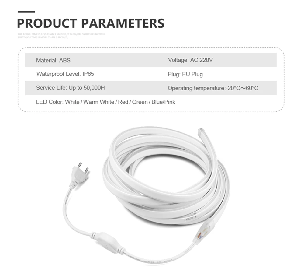 Неоновая Светодиодная лента 220 В Гибкая гирлянда SMD2835 120 светодиодный s/m Открытый праздничный Декор неоновая лампа с штепсельной вилкой ЕС источник питания