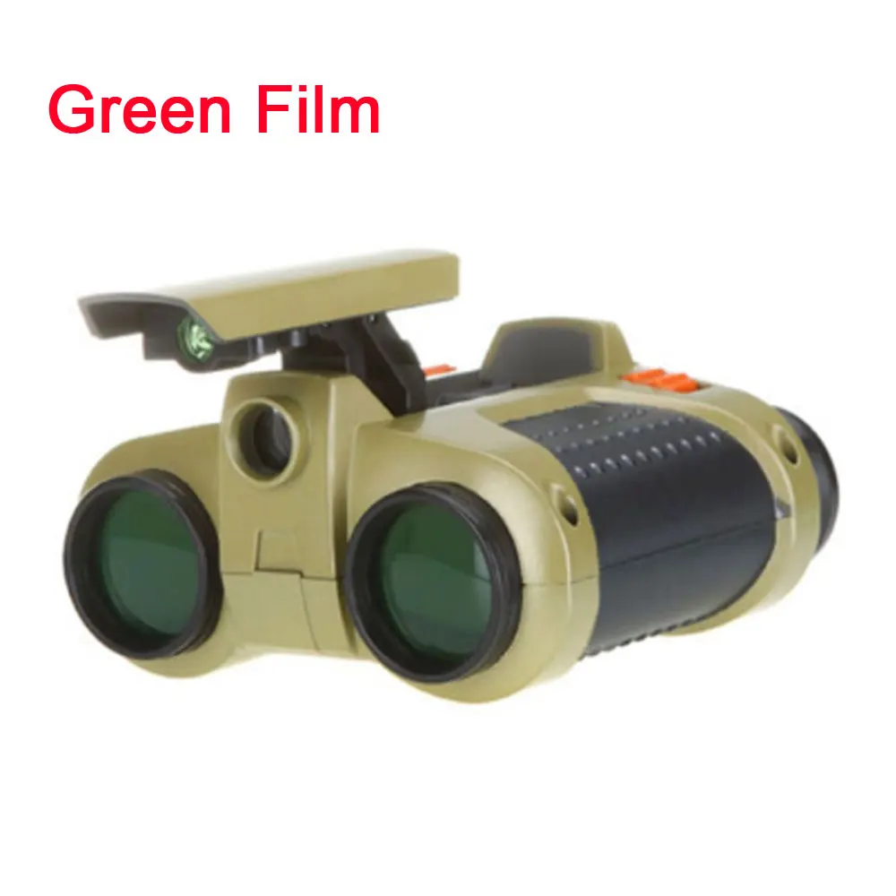 Green Film Детский бинокулярный телескоп 4x30, ночное видение, зритель, наблюдение, Spyglass, всплывающий светильник, подарок для детей, на открытом воздухе, для охоты, пешего туризма - Цвет: Green Film