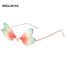 

Fashion Rimless Sunglasses Women Vintage Dragonfly Steampunk Sunglasses Men Frameless Gradient Clear Lens Glasses 2020 очки